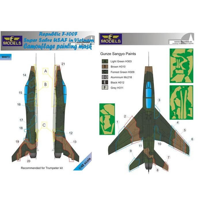 【新製品】M4873 ノースアメリカン F-100F スーパーセイバー ベトナム迷彩マスキングシール