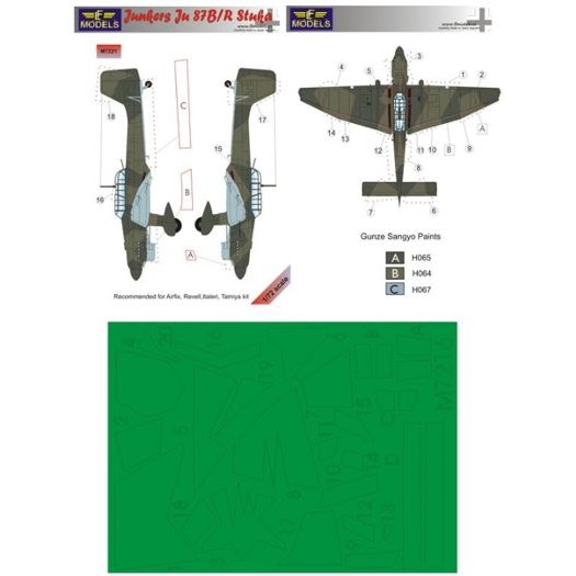 【新製品】M7221 ユンカース Ju87B/R スツーカ 迷彩マスキングシール