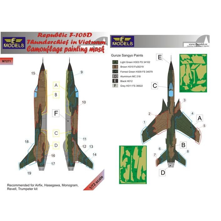 【新製品】M7271 リパブリック F-105D サンダーチーフ ベトナム迷彩マスキングシール