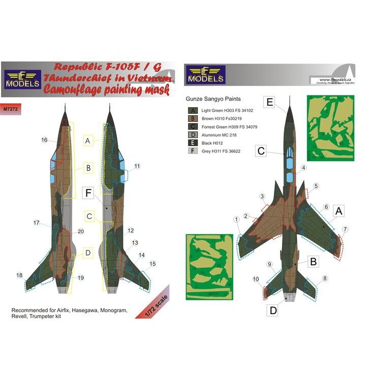【新製品】M7272 リパブリック F-105F/G サンダーチーフ ベトナム迷彩マスキングシール
