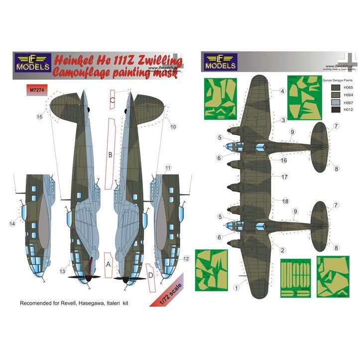 【新製品】M7274 ハインケル He111Z ツヴィーリング 迷彩マスキングシール