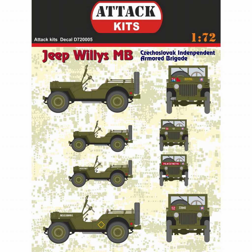 【新製品】D720005 WWII 米 ウィリス ジープ ｢チェコスロバキア独立機甲旅団｣ デカール