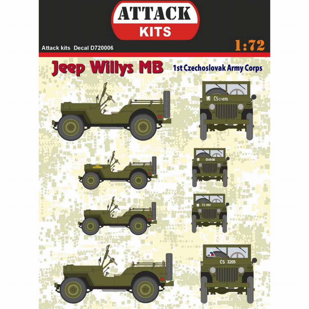 【新製品】D720006 WWII 米 ウィリス ジープ ｢チェコスロバキア第1軍団｣ デカール