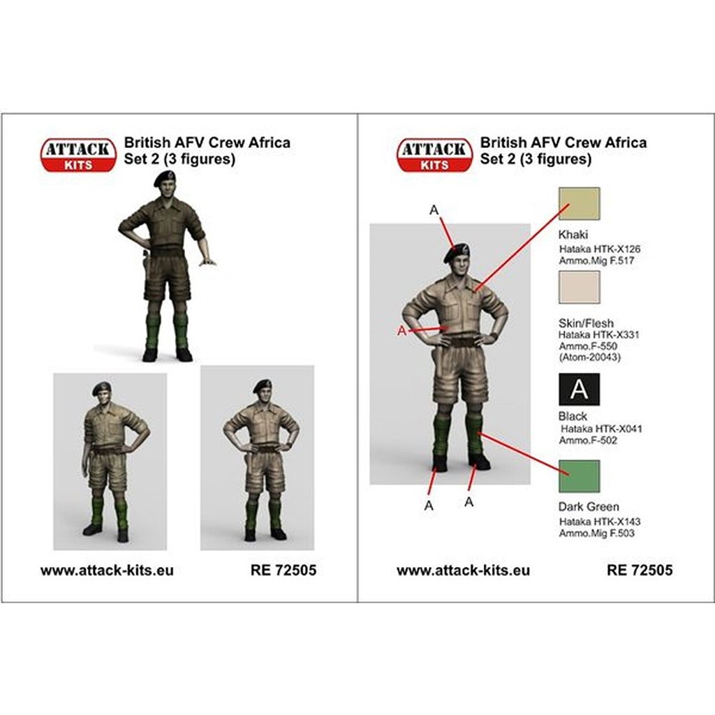 【新製品】RE72505 1/72 WWII イギリス戦車兵・北アフリカ戦線セット 2 (3体入)