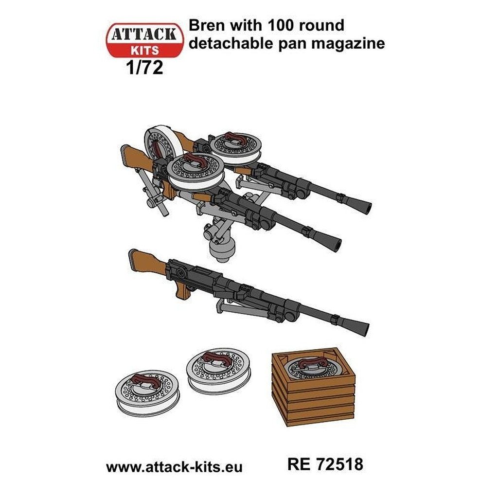 【新製品】RE72518 1/72 ブレン軽機関銃セット (100連ドラムマガジン付)(ハンバー装甲車用)