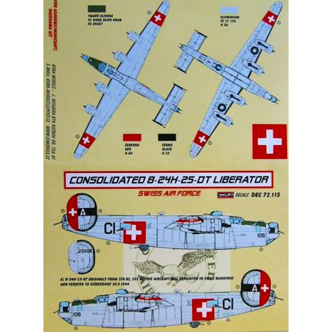 【新製品】[2009057911503] DEC72115)コンソリデーテッド B-24H-25-DT リベレーター スイス空軍