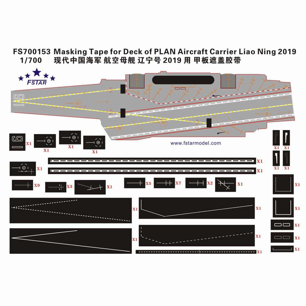 【新製品】FS700153 中国人民解放軍海軍 航空母艦 遼寧 2019 甲板用マスキングシート