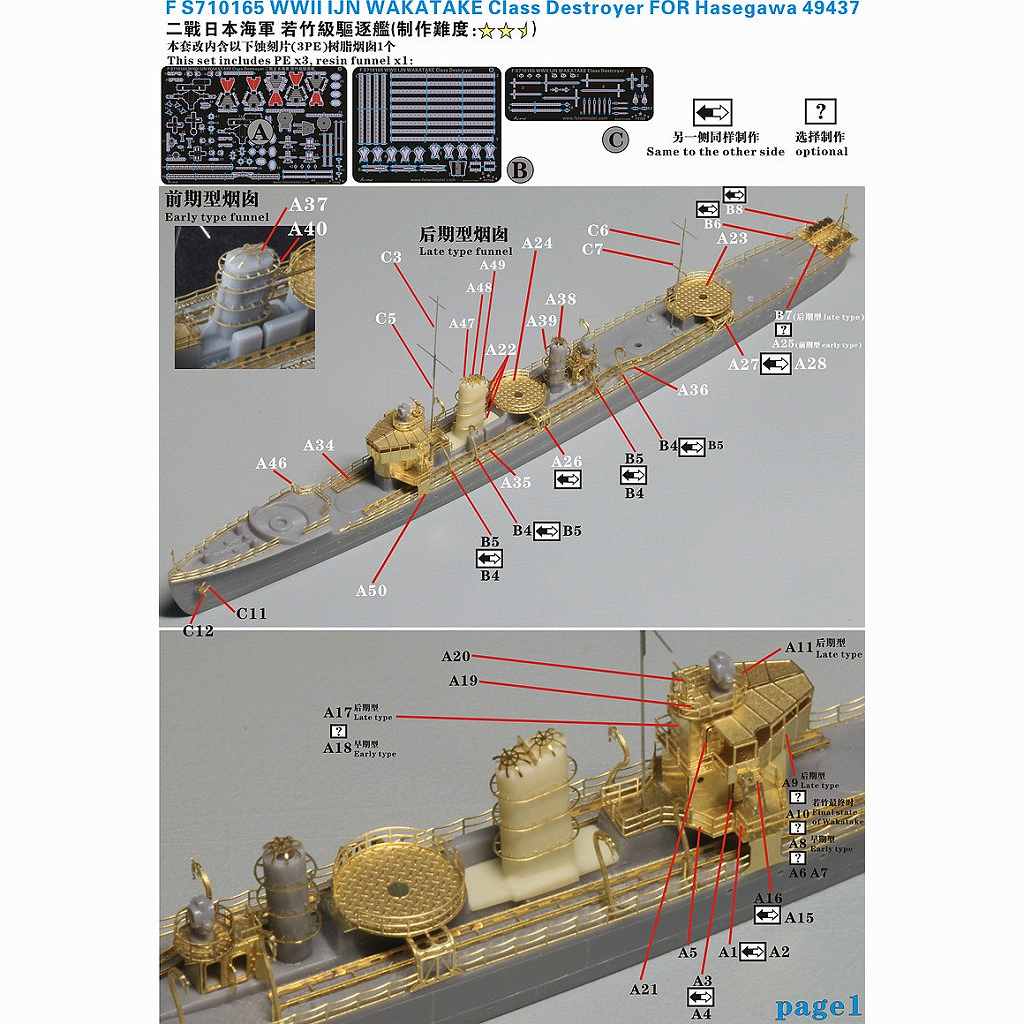【※任意】FS710165)日本海軍 若竹型駆逐艦用 アップグレードセット