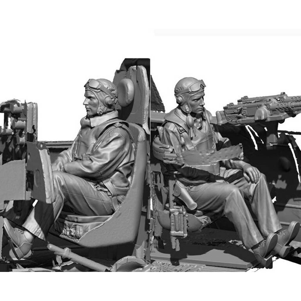 【新製品】LF0151 WWII アメリカ海軍パイロット&後部銃手 2 (頭部4種) フィギュア2体