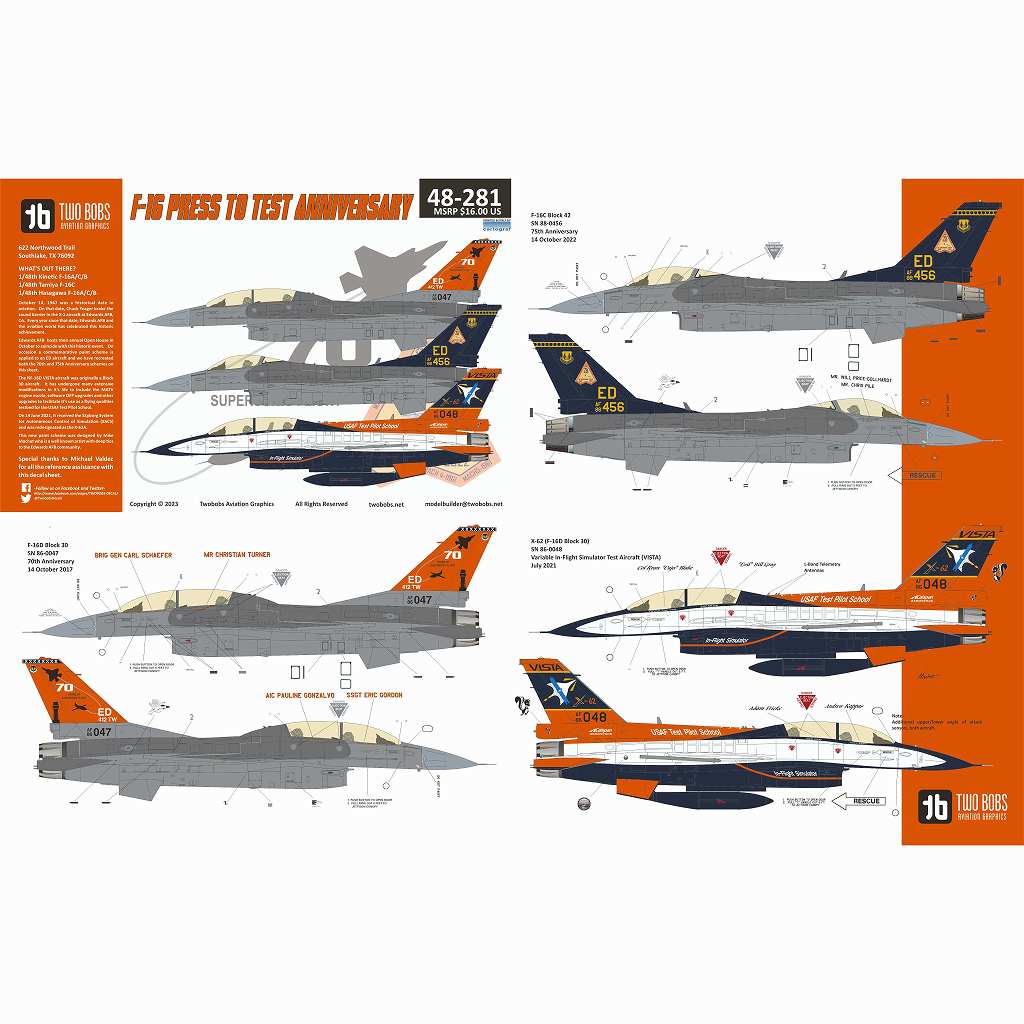 【再入荷】48281 F-16 Press to Test Anniversary. October 14, 1947