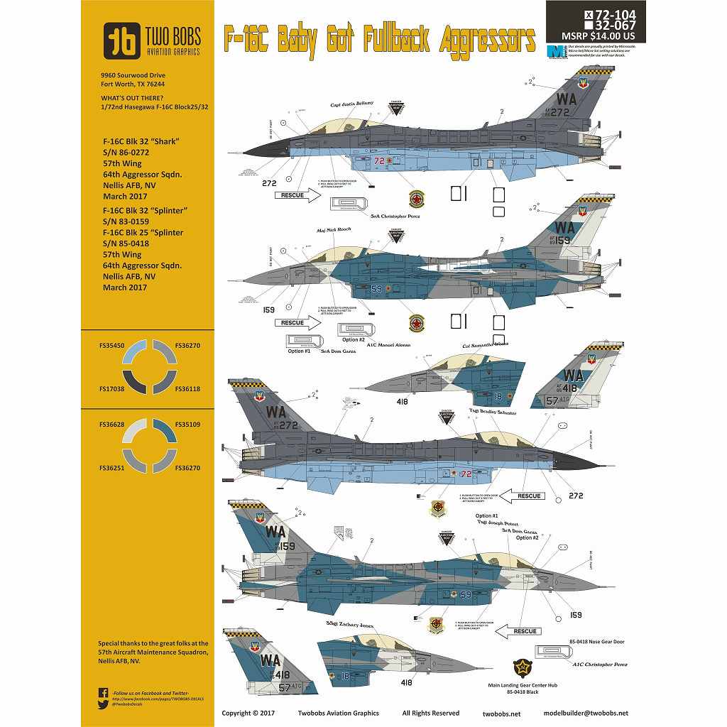 【再入荷】72104 F-16C ベイビー・ゴット・フルバック アグレッサーズ