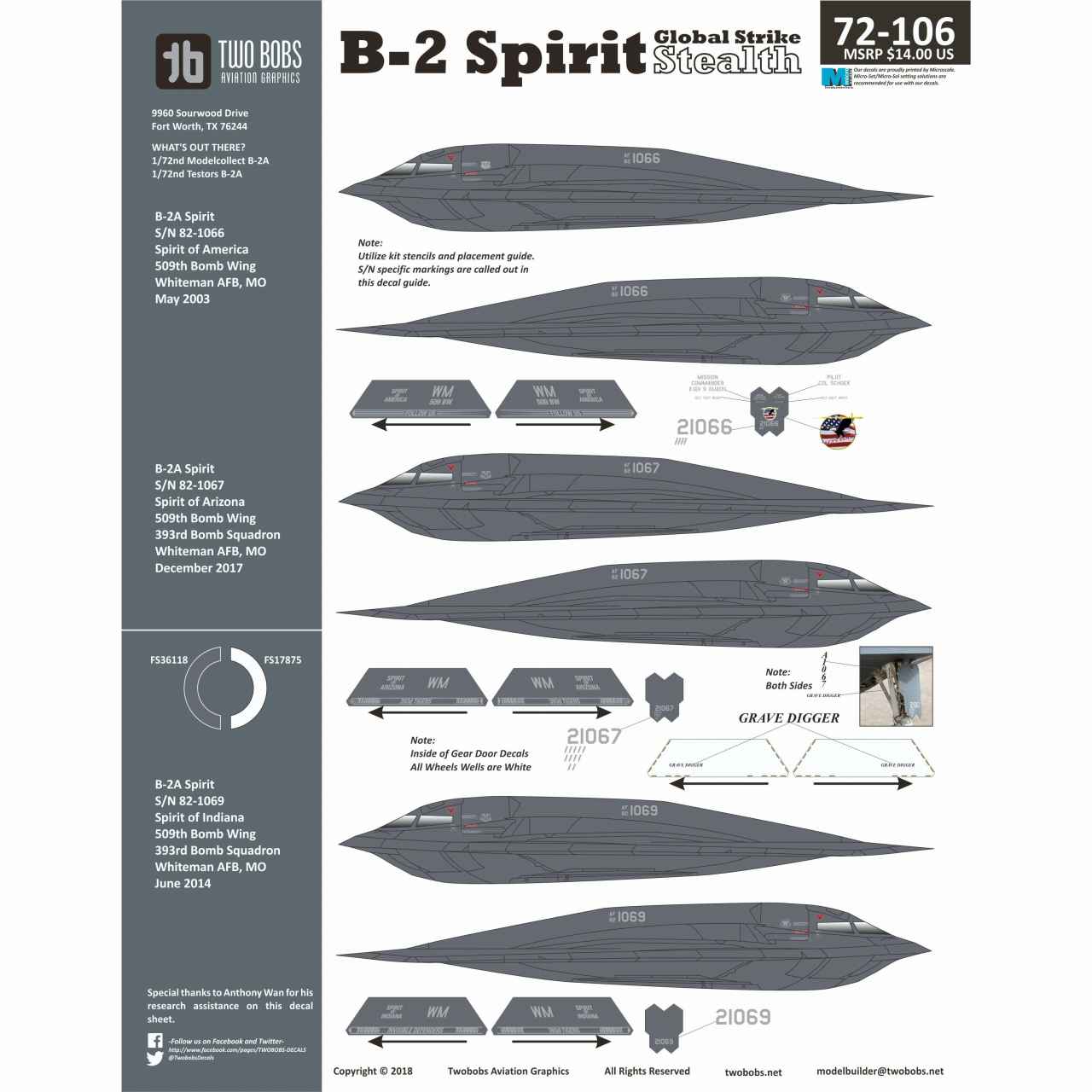 【新製品】72106 ノースロップ B-2 スピリット ステルス戦略爆撃機