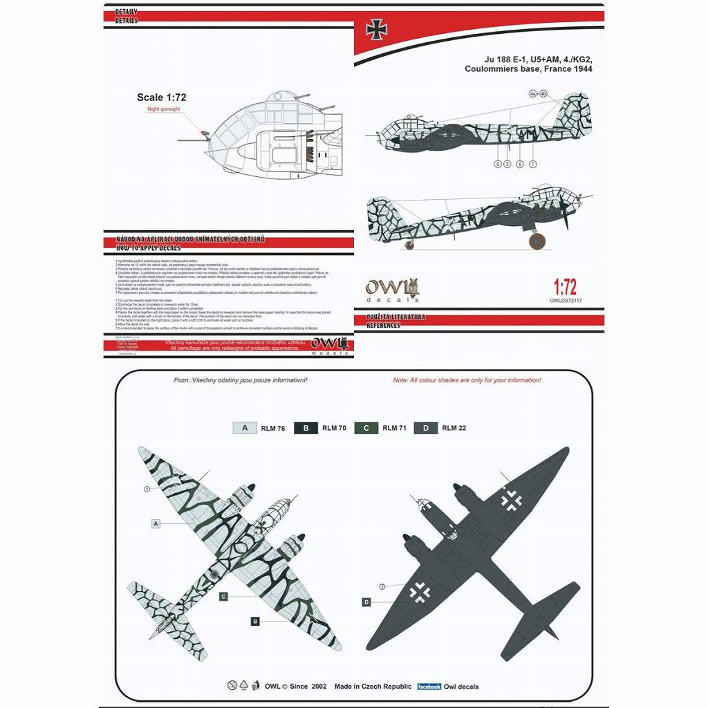 【新製品】OWLDS72117 ユンカース Ju188E-1 U5+AM 4./KG 2