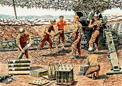 【新製品】[2010463507709] 3577)米 陸軍砲兵 6体 砲撃シーン WWII&ベトナム