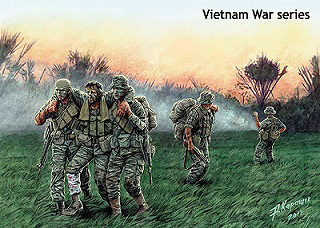 【新製品】[2010463510709] 35107)米 海軍特殊部隊5体負傷兵搬送撤退シーン ベトナム戦