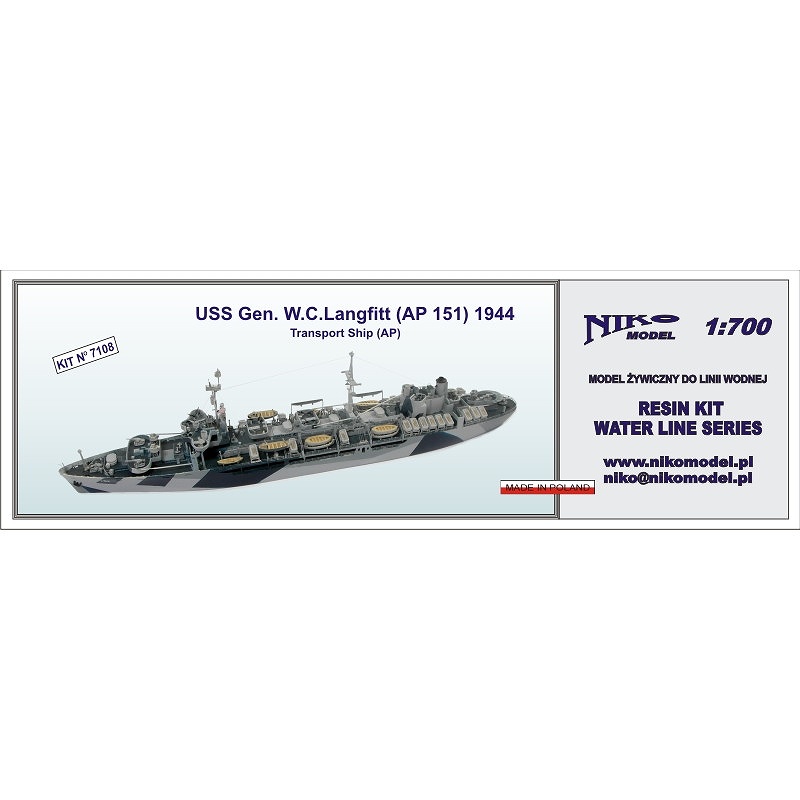 【新製品】7108 米海軍 兵員輸送艦 AP-151 ジェネラル W・C・ラングフィット General W.C.Langfitt AP-151 1944