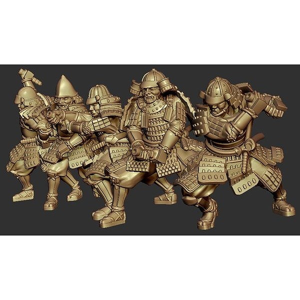 【新製品】AH88009 Mr & Mrs History 1/72 日本戦国時代 武士 攻撃(5体セット、エッチング製武器付属)