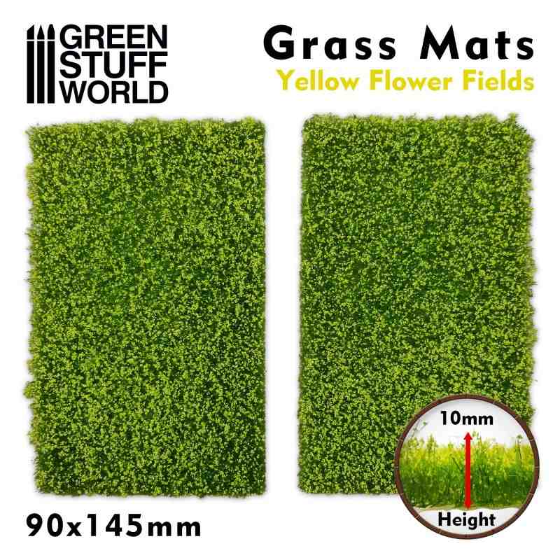【新製品】GSWD-10341 ジオラマ素材 芝マットカット版 黄色い花が咲く緑地