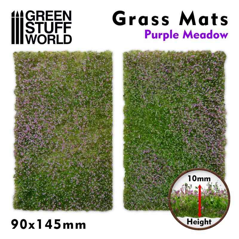 【新製品】GSWD-10342 ジオラマ素材 芝マットカット版 紫の花が咲いた牧草地