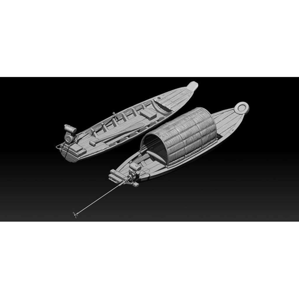 【新製品】MINI7249 1/72 汎用 ベトナム 木造船 w/コーラー4エンジン(2隻入)