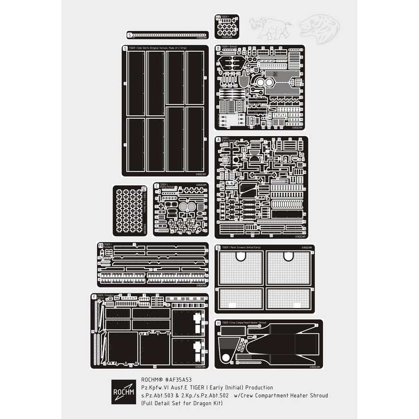 【新製品】RCAF35A53 WWII 独 タイガーI極初期型フルディテールセット （ドラゴン/サイバーボビー用）