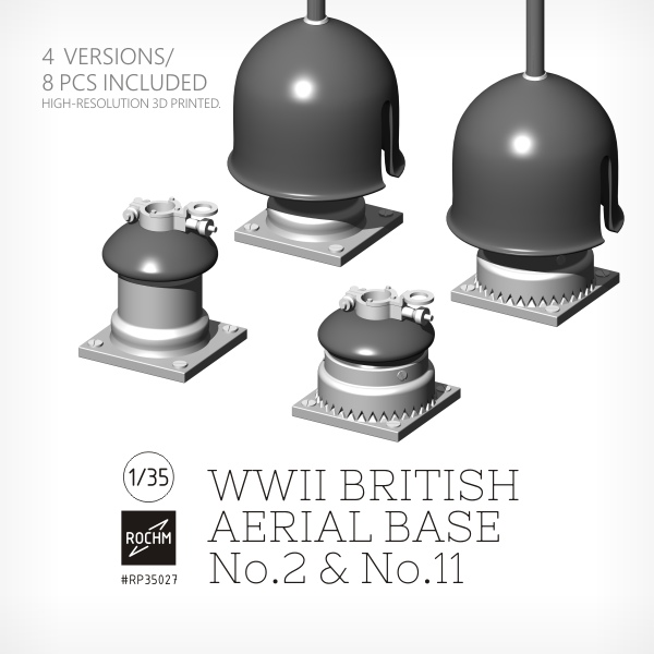 【新製品】RCRP35027 1/35 WWII イギリス軍 英国軍用アンテナ基部セットNo.2/.11(4バージョン)8個入