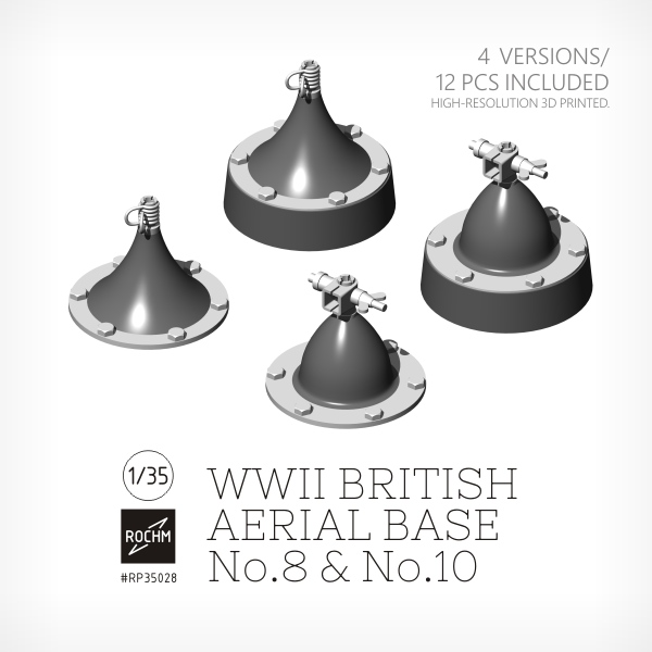 【新製品】RCRP35028 1/35 WWII イギリス軍 英国軍用アンテナ基部セットNo.8/.10(4バージョン)12個入