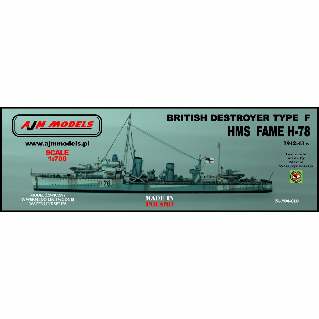 【新製品】700-018 英海軍 F級駆逐艦 H-78 フェイム Fame 1942-43