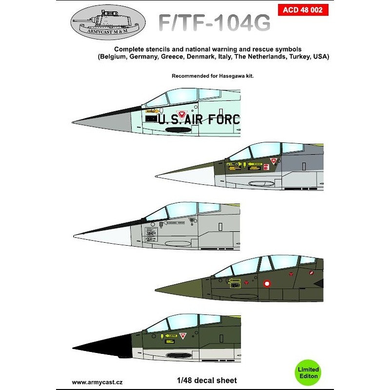 【新製品】ACD48002)F/TF-104G スターファイター ステンシル ベルギー/ドイツ/ギリシャ/デンマーク/オランダ/トルコ アメリカ