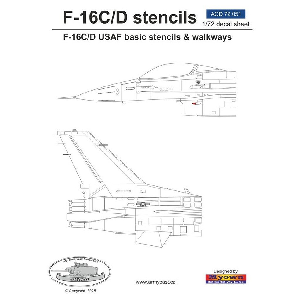 【新製品】ACD72051 1/72 F-16C/D ファイティングファルコン ステンシル