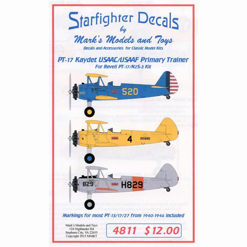 【新製品】4811 PT-17 ケイデット USAAC/USAAF 練習機