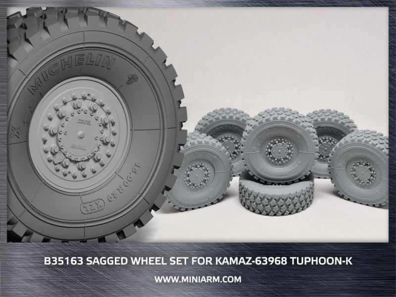 【新製品】B35163)カマズ63968用(タイフーンK) 自重変形タイヤセット
