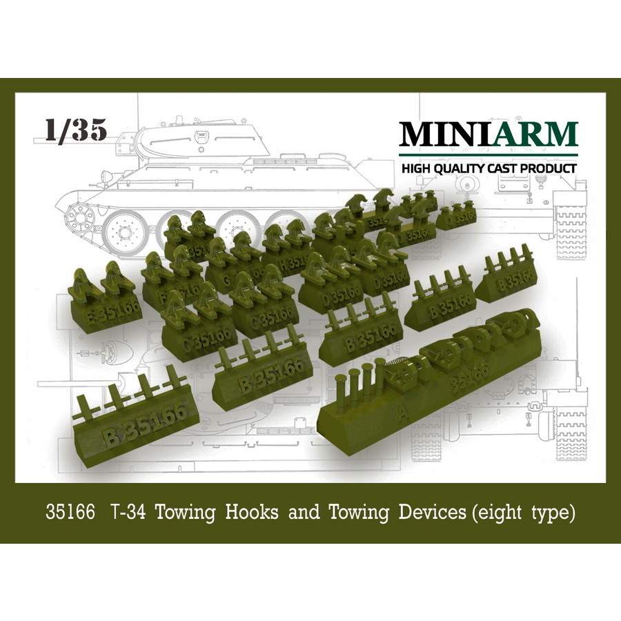 【新製品】B35166 WWII ロシア/ソビエト T-34用牽引フックと牽引装置 (8種類入り)