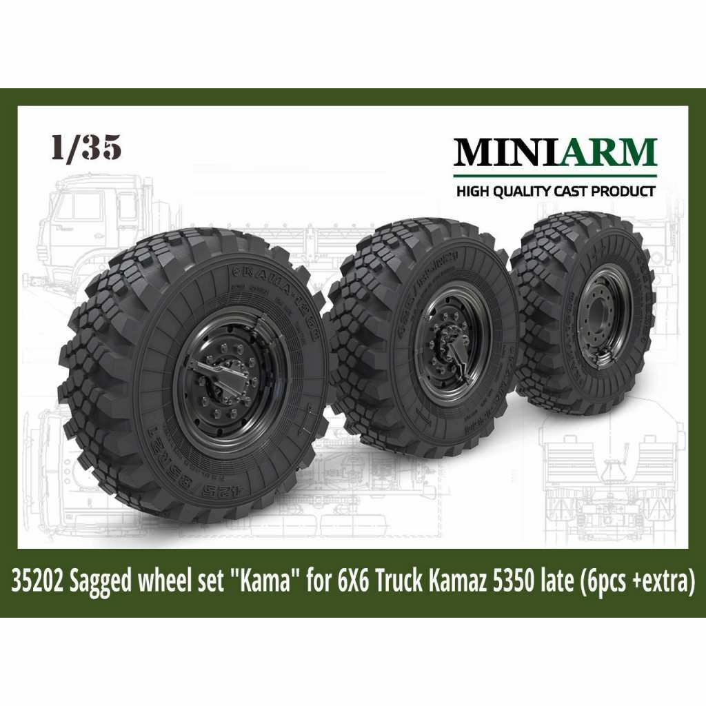 【新製品】B35202 現用 露 ロシア連邦軍 KamAZ5350 6輪駆動トラック用自重変形タイヤセット(ズベズタ用)