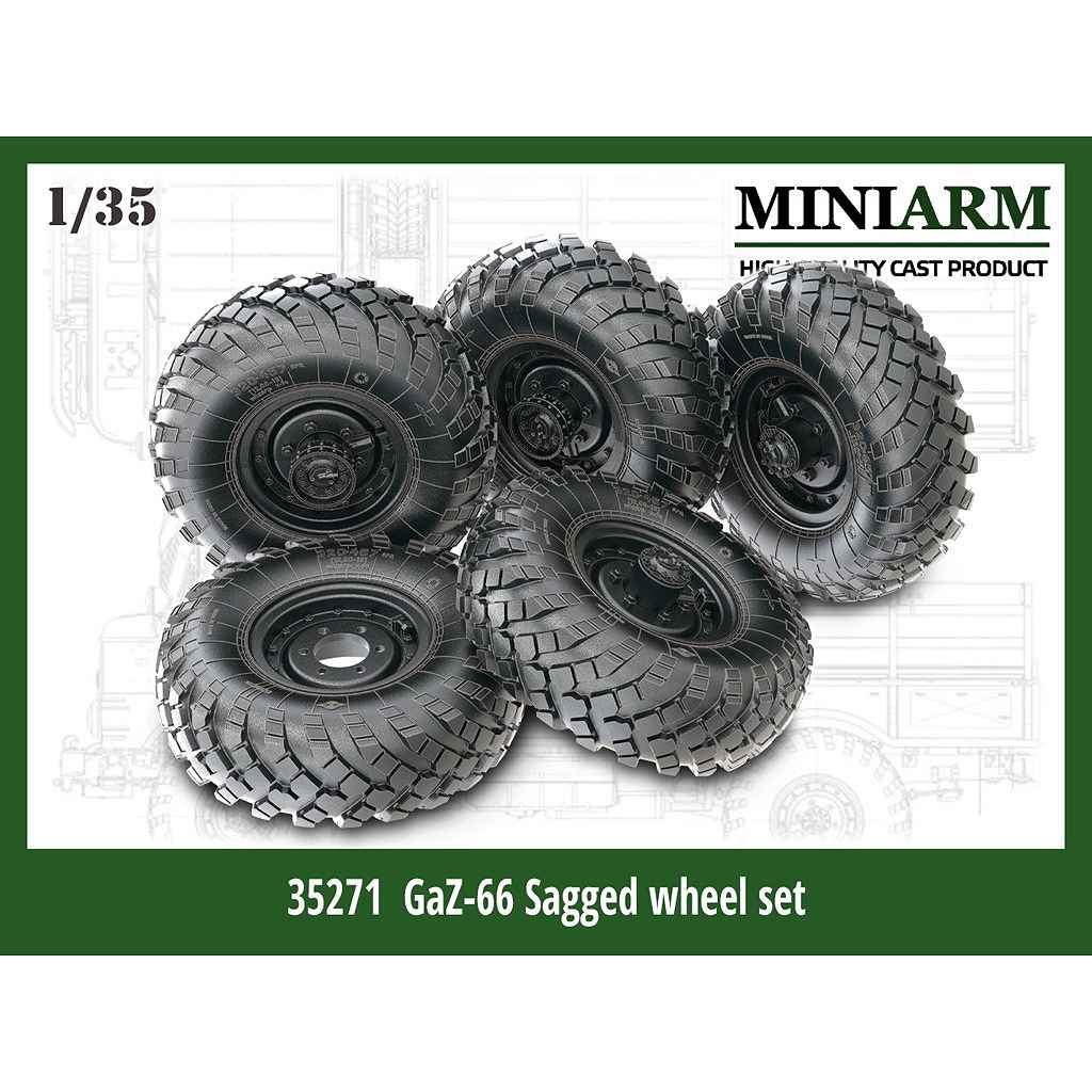 【新製品】B35271 1/35 現用 露/ソ GAZ-66トラック 自重変形タイヤセット(ズベズダ用)