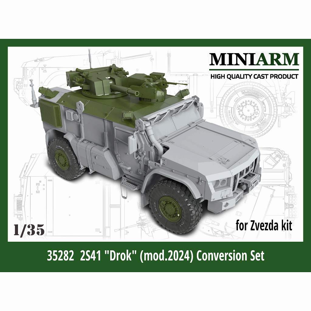 【新製品】B35282 1/35 現用 ロシア 82mm自走迫撃砲2S41「ドローク」2024年型 コンバージョンセット(ズベズダ用)