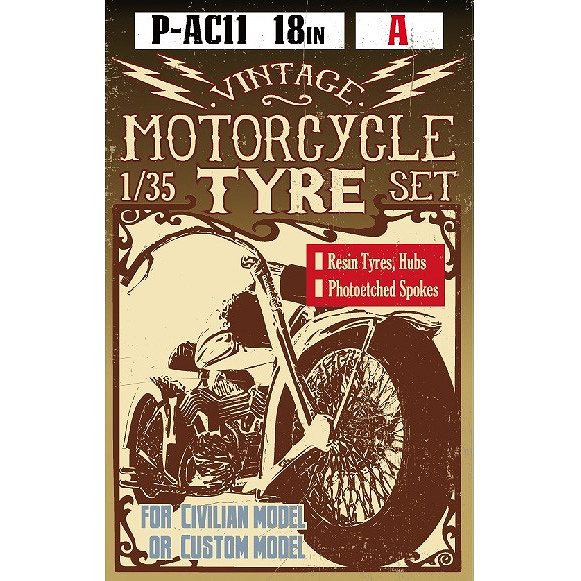 【新製品】P-AC11A)18inch Vintage Motorcycles Tyre (type A)