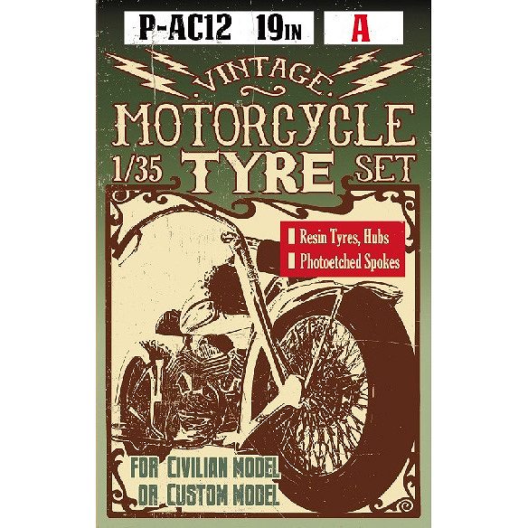 【新製品】P-AC12A)19inch Vintage Motorcycles Tyre (type A)