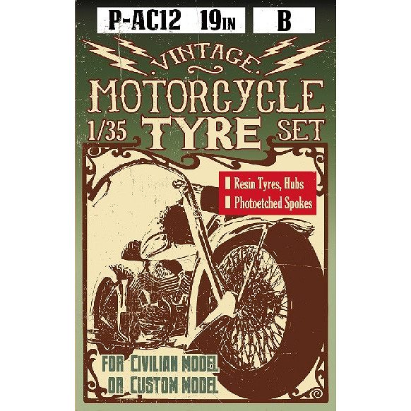【新製品】P-AC12B)19inch Vintage Motorcycles Tyre (type B)