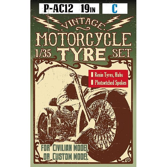 【新製品】P-AC12C)19inch Vintage Motorcycles Tyre (type C)