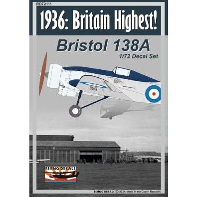 【新製品】RD72111 1/72 ブリストル 138A 高高度飛行実験機(イギリス1936年) デカール