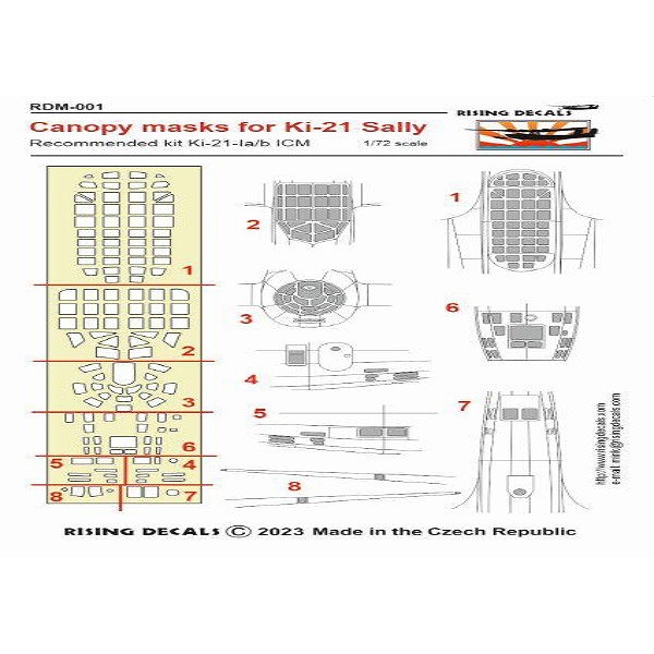 【新製品】RDM-001 1/72 キ21-Ia/b 九七式重爆撃機 塗装マスクシール (ICM用)