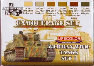 【再入荷】CS01 WWIIドイツ戦車1 カモフラージュセット6本セット 水性アクリルカラー