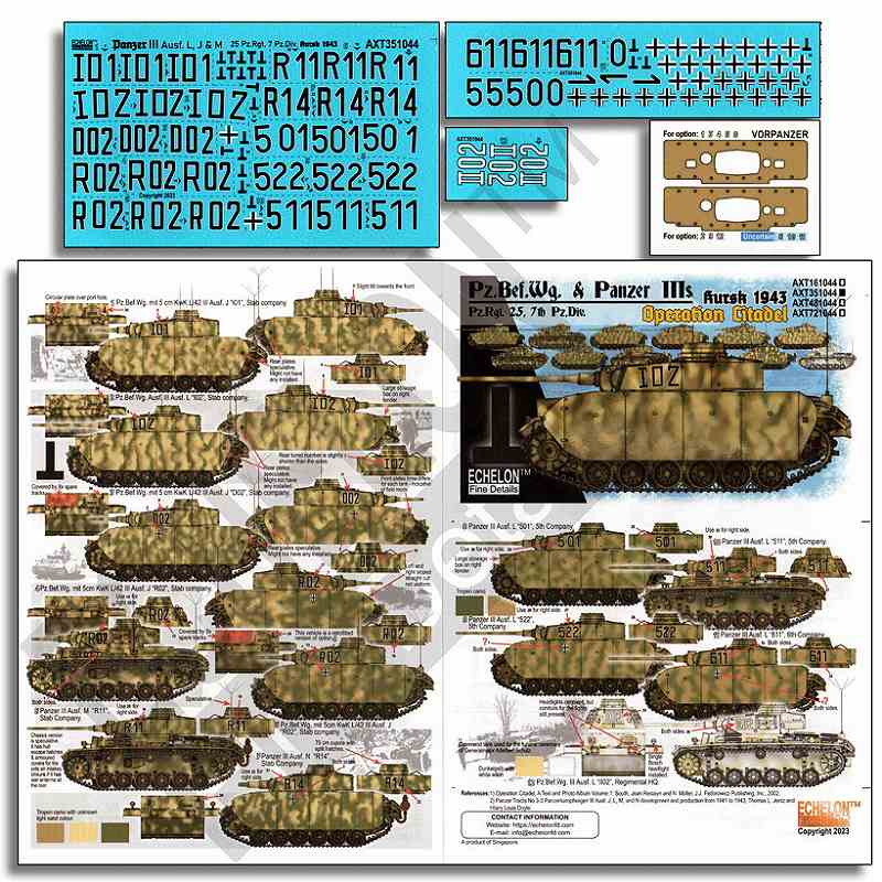 【新製品】AXT351044 1/35 WWII ドイツ ツィタデレ作戦時の第7装甲師団III号指揮戦車&III号戦車J/L/M/N型