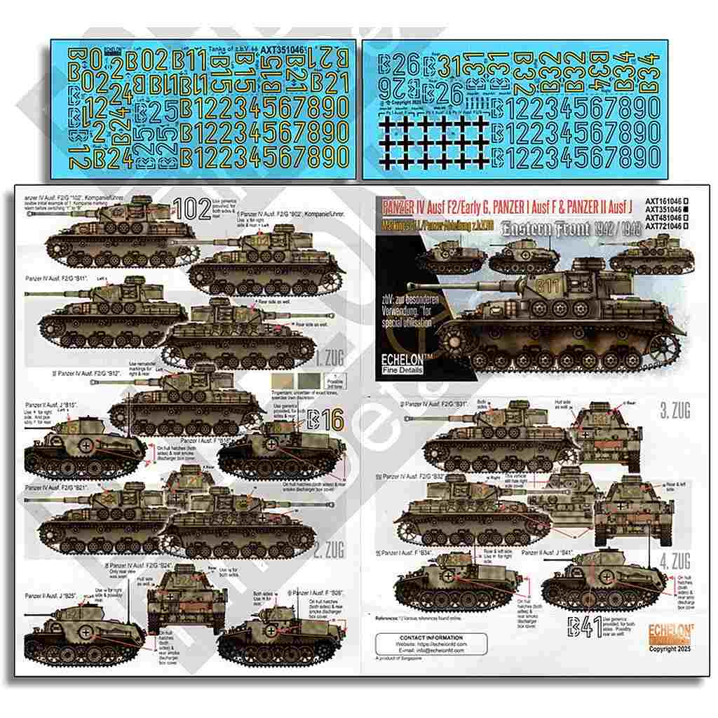 【新製品】AXT351046 1/35 WWII ドイツ 第66特殊戦車大隊のI号戦車F型/II号戦車J型/IV号戦車F2-G型