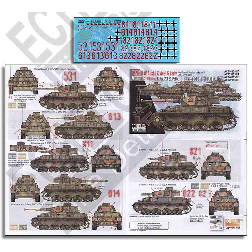 【新製品】AXT351050 1/35 WWII ドイツ 第23装甲師団第2大隊のIV号戦車F型&G型初期生産型