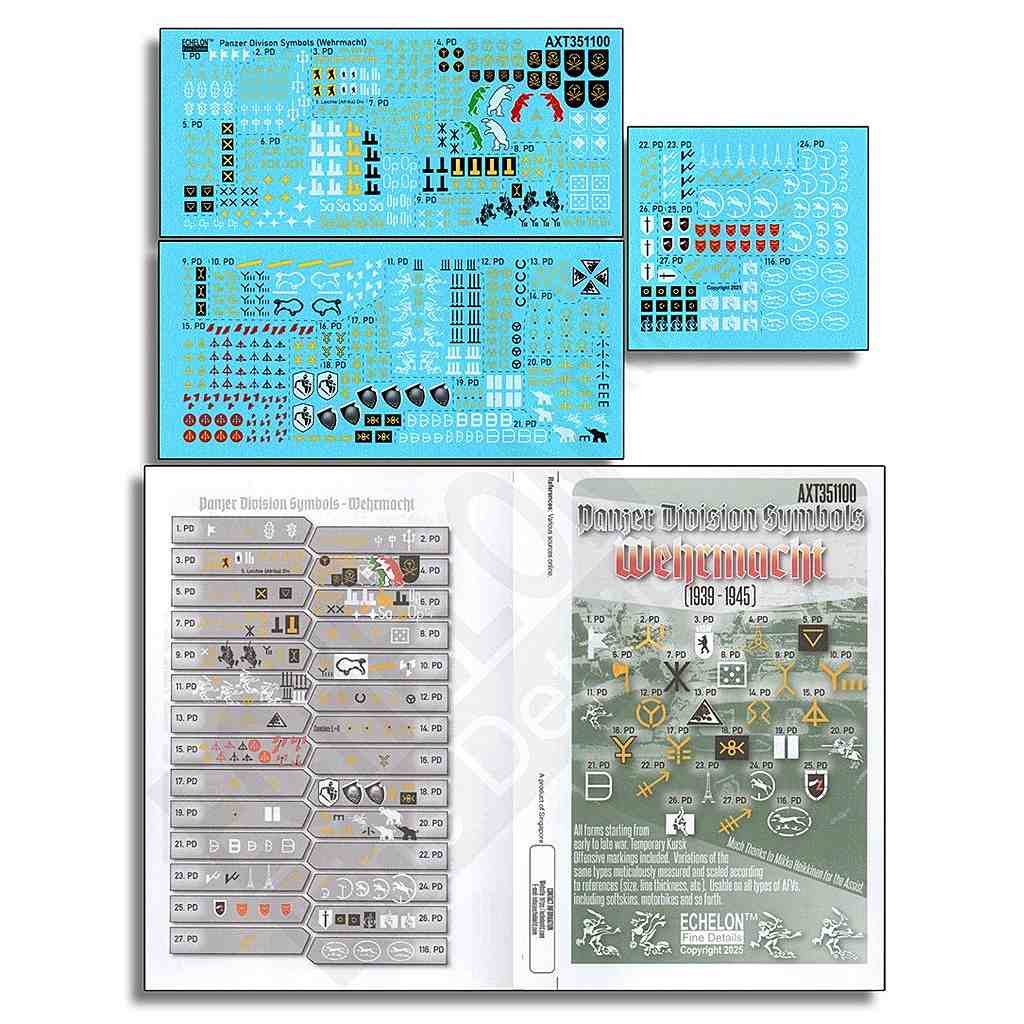 【新製品】AXT351100 1/35 WWII ドイツ国防軍の装甲師団記号セット(1939-1945)
