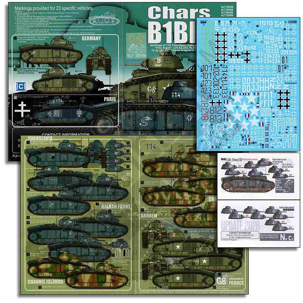 【新製品】ALT352009 1/35 WWII ドイツ 鹵獲B1 bis戦車 第7SS義勇山岳師団/第223重戦車中隊/第213戦車大隊/第657戦車猟兵大隊/第13竜騎兵連隊/FFI【2026年改訂版】