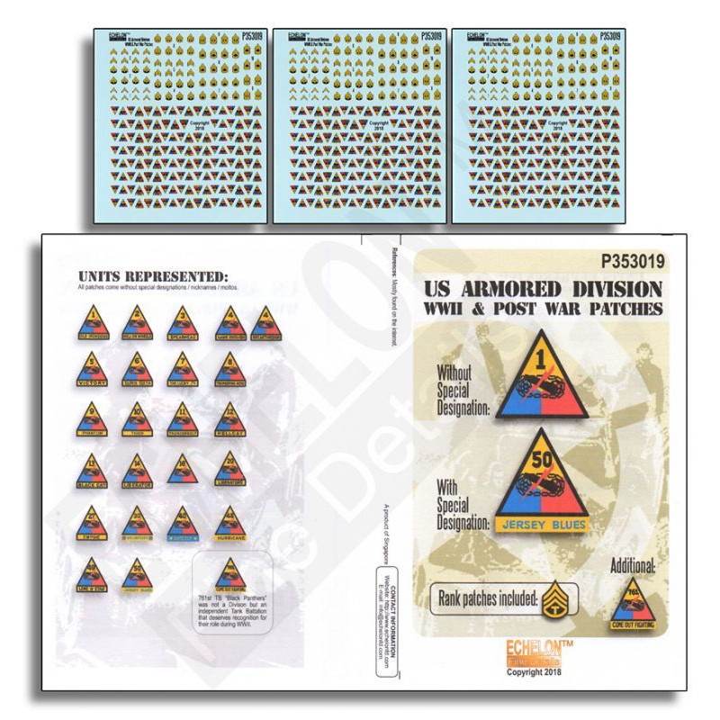 【新製品】P353019 WWII&戦後 米機甲師団パッチ&階級章セット