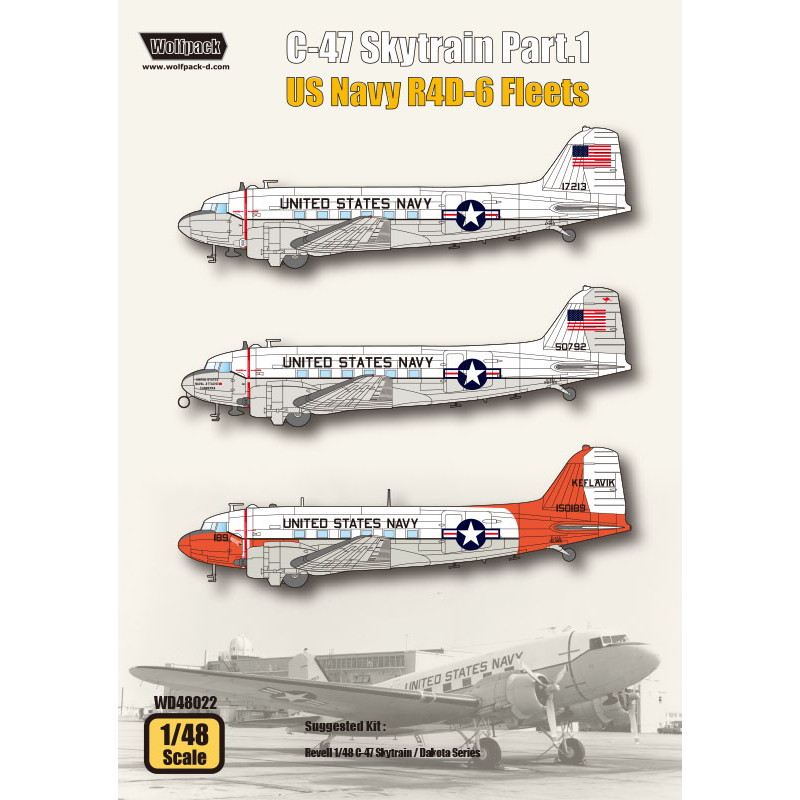 【新製品】WD48022 1/48 C-47 スカイトレイン パート 1 アメリカ海軍 R4D-6 Fleets (1/48 レベル用)